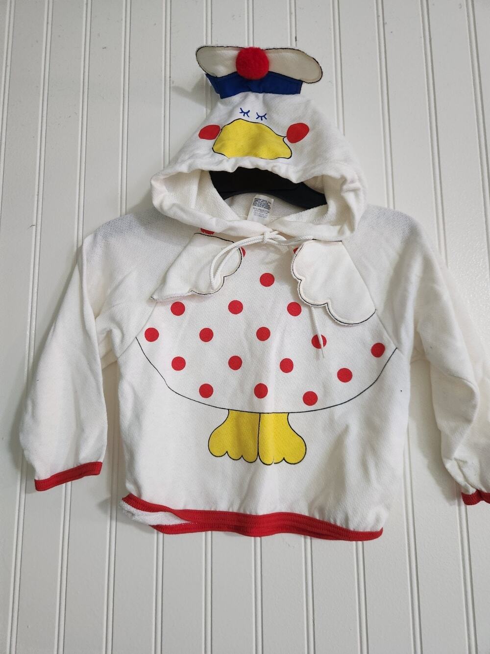 Vintage 80s Carter's Sailor Hat Ducky Hoodie Sweatshirt Flapping Wings, 3T